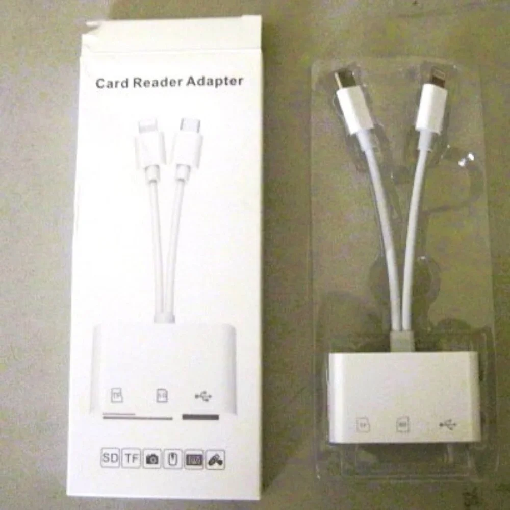 Sd Card Reader for iPhone, iPad, USB Dual Port SD Card Adapter, Easy Transfer